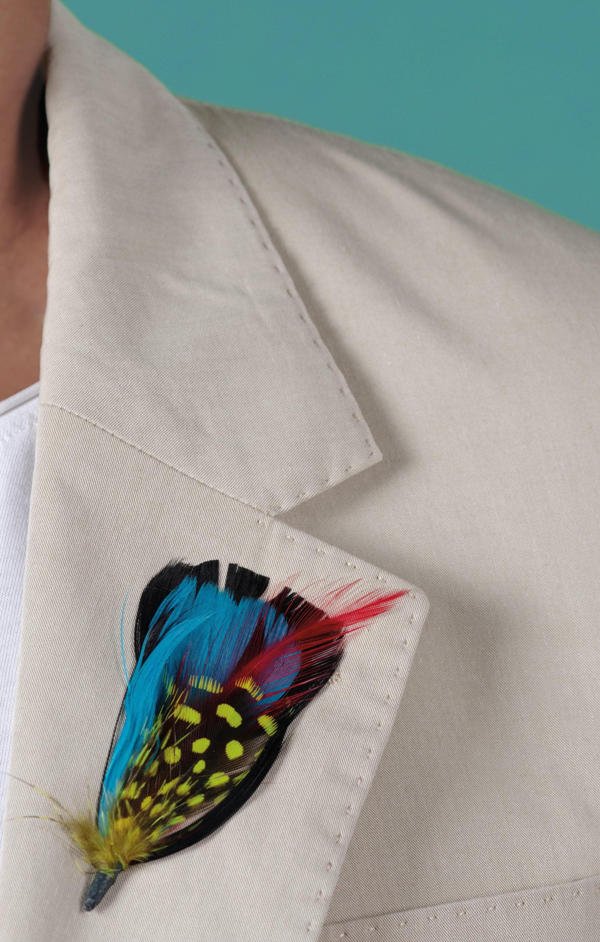 Feathers on lapel
